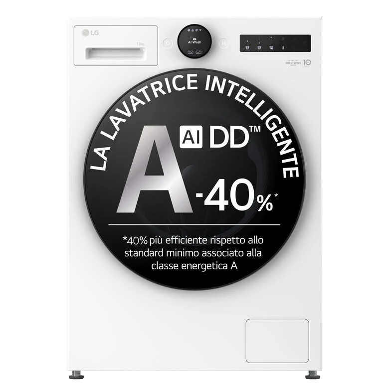 LG F4X7011TWB Serie X7 Lavatrice Smart A Libera Installazione 11 Kg, AI DD™, 1400 Giri, Display Easy Circle, Wi-fi, AI Wash, Turbowash, Classe A-40%, Bianco