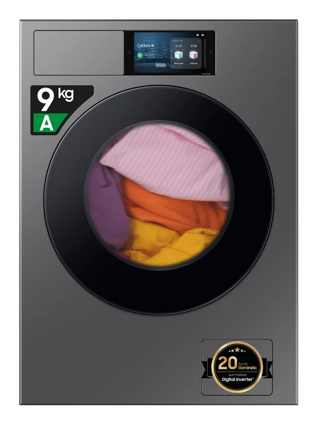 Samsung WF90F09C4SU3 Lavatrice A Libera Installazione 9 Kg, AI Intelligente, 1400 Giri, Classe A, Argento