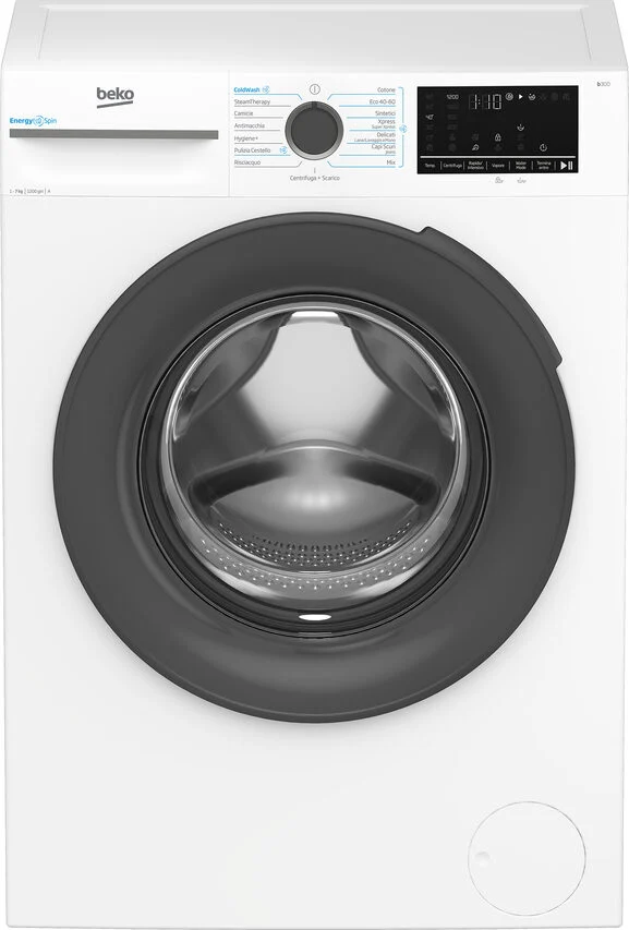 Beko BMWSU4721A Lavatrice Slim A Libera Installazione 7 Kg, 1200 Giri, EnergySpin, Ironfast, Vapore Igienizzante SteamCure™, AutoClean, Classe A, Bianco