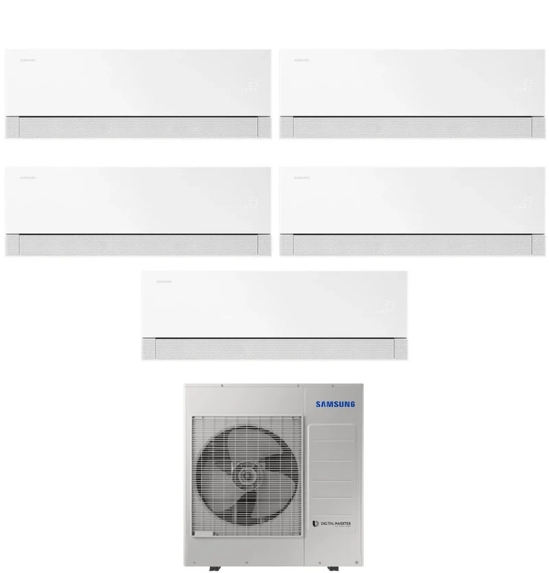 Condizionatore Penta Split Samsung WindFree Première White 7+9+9+18+18 con AJ100TXJ5KG R-32 Wi-Fi Integrato