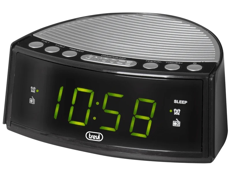 Trevi Radiosveglia Digitale RC 846 D FM PLL Display LED Doppia Sveglia Nero/Argento