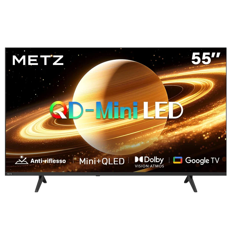 Metz Smart TV 55 Pollici 55MNH7000Z QD-MiniLED 4K UHD Google TV Dolby Vision HDR10+ Dolby Atmos MEMC Schermo Antiriflesso