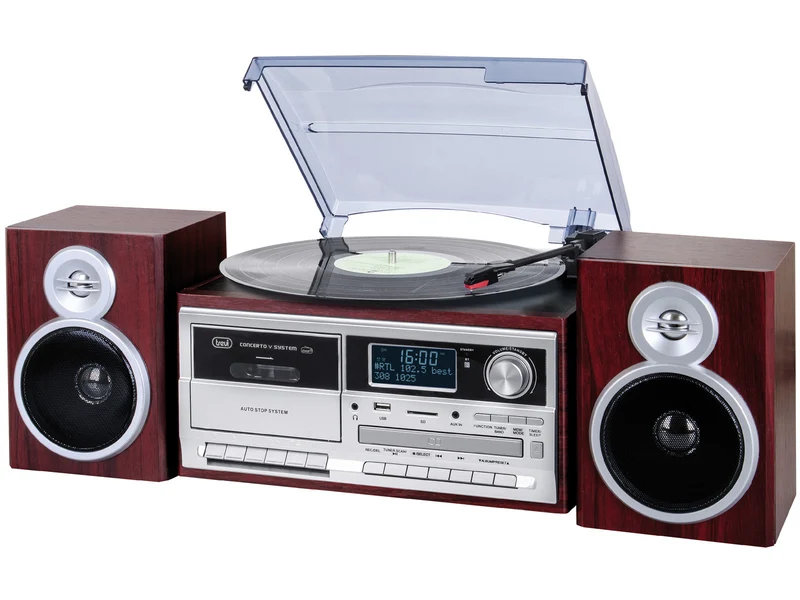 Trevi TT 1072 Giradischi Stereo Bluetooth DAB+/FM CD Cassetta Legno