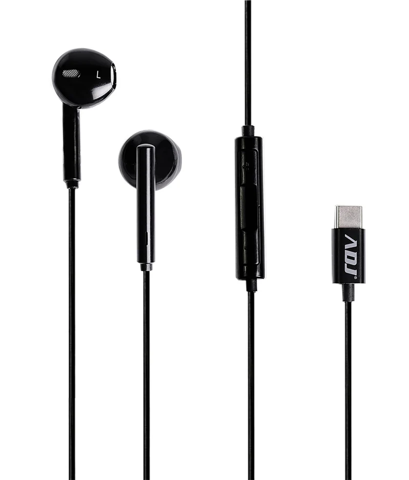 ADJ Auricolari In-Ear Type-C Jena BK con Microfono per Smartphone e Tablet - Nero