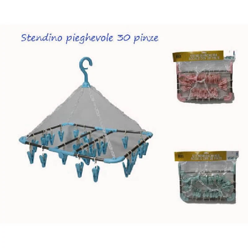 Stendino Acciaio 30 Pinze 40x30x25 Cm