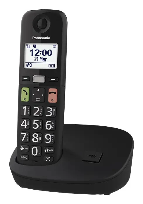 Panasonic KX-TGU110EXB Telefono Cordless DECT Nero Singolo con Tasti Grandi