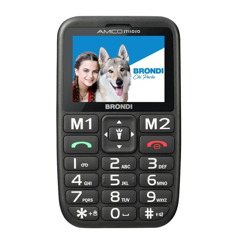 Brondi Amico Stiloso Telefono Cellulare per Anziani Doppia SIM 2.4" Nero