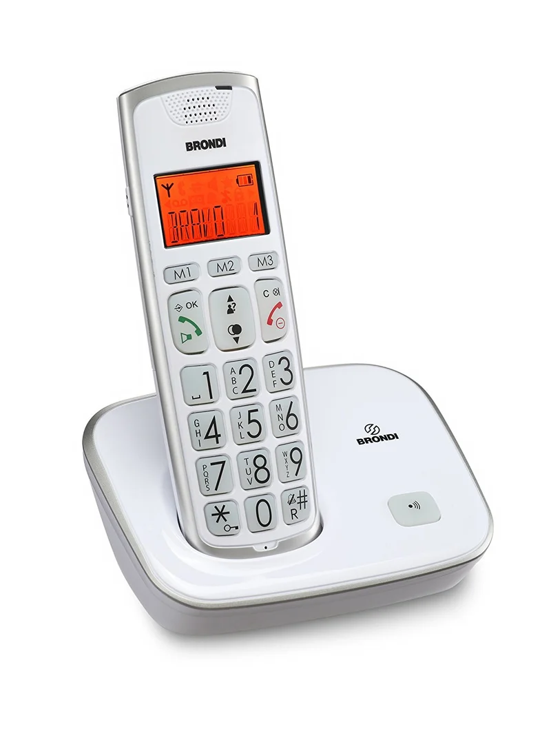 Brondi Bravo Gold 2 Telefono Cordless DECT Bianco con Vivavoce e Display LCD