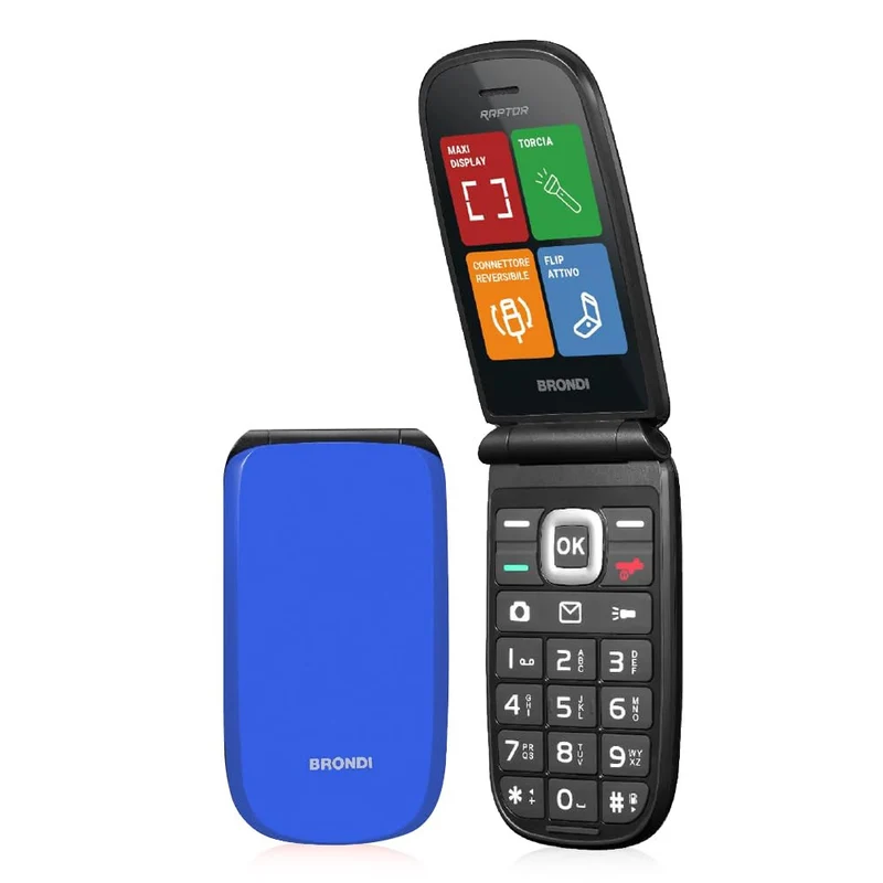 BRONDI Raptor Telefono a Conchiglia Dual SIM Blu Display 2.8" Bluetooth