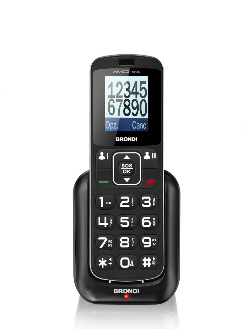 Brondi Amico Home Telefono Cellulare Doppia SIM Schermo 1.77" Tasti Grandi Nero