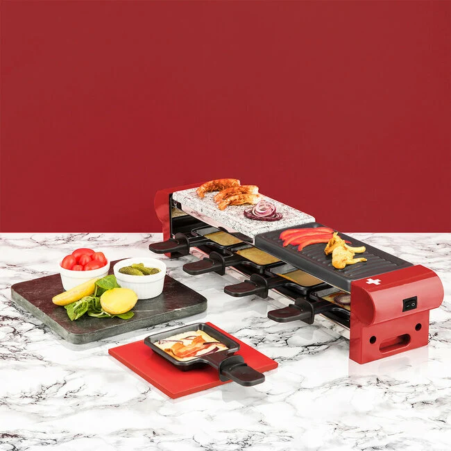 Ⓜ️🔵🔵🔵 H.Koenig RP4 - Raclette con grill e pietra in granito per 4 persone, 600 W