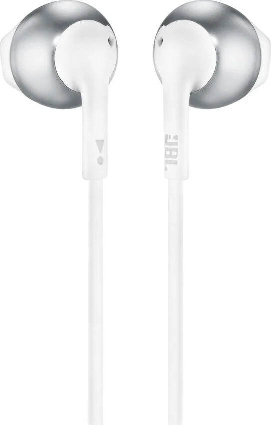 JBL T205 Auricolare Cablato In-ear Musica e Chiamate Cromo, Bianco