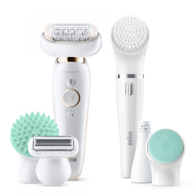 Braun Silk-épil 9 Flex 9-300 Beauty Set - Epilatore Elettrico Donna Bianco/Oro Con Testina Flessibile Per Un’Epilazione Più Facile