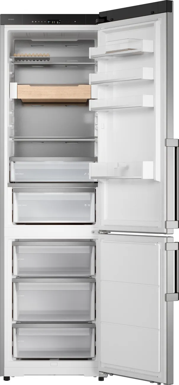 Ⓜ️🔵🔵🔵 ASKO RFC 526 RNBS1 - Frigorifero combinato, frigo sopra e congelatore sotto, Total No Frost, libera installazione (incassabile), ACCIAIO, 60 x 203 cm, Nuova classe B