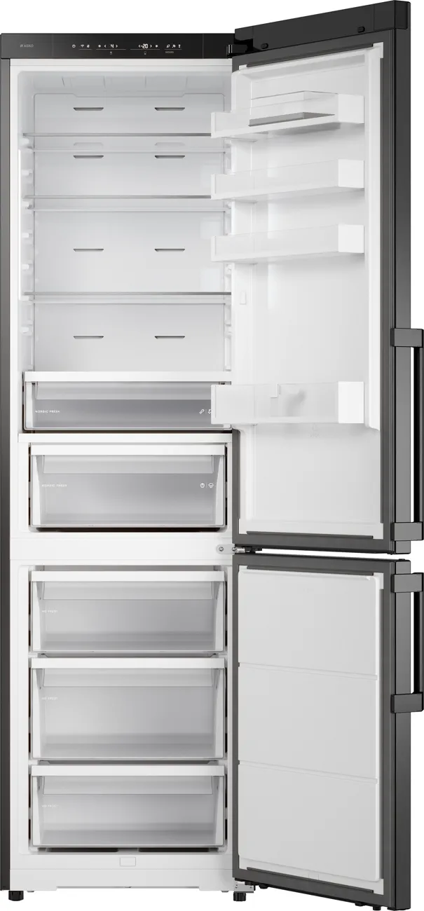 Ⓜ️🔵🔵🔵 ASKO RFC 226 RNBB1 - Frigorifero combinato, frigo sopra e congelatore sotto, Total No Frost, libera installazione (incassabile), BLACK STEEL (ACCIAIO NERO), 60 x 203 cm, Nuova classe B
