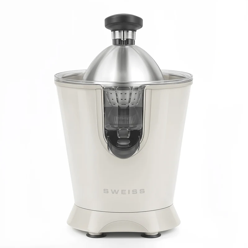 Ⓜ️🔵🔵🔵 SWEISS ZEST8 - Spremiagrumi elettrico di altissima qualità, SENZA BPA GARANTITO, corpo in acciaio inox, rivestimento CREMA RETRÒ, lavabile in LAVASTOVIGLIE, con BRACCIO IN ACCIAIO INOX ROBUSTISSIMO