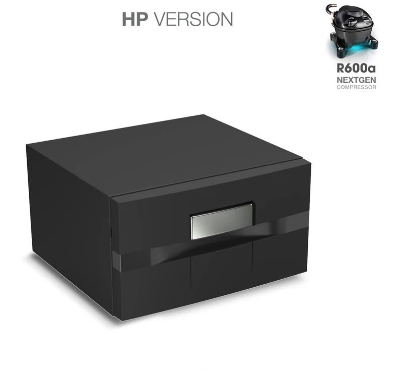 Ⓜ️🔵🔵🔵 Vitrifrigo D20A HP - Frigo-Freezer, Apertura a cassetto, Nero, 20 Litri, Serie COMPACT DRAWER, Termostato Digitale, Night Mode, A x L x P 25x44x56.2 cm