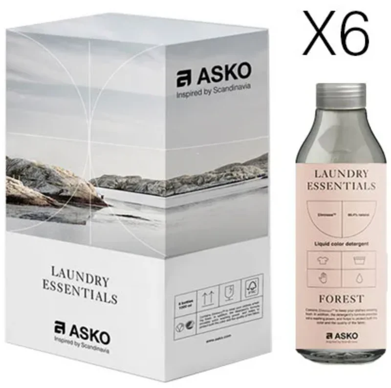 Ⓜ️🔵🔵🔵 ASKO Detergente Colorati 6 flaconi - Detergente lavatrice per capi colorati, confezione da 6 flaconi da 1 litro ciascuno, 99% ingredienti naturali, senza coloranti, parabeni e derivati animali, Bottiglia 100% plastica riciclata