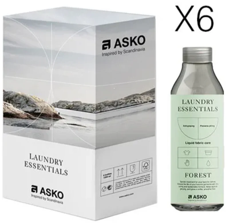Ⓜ️🔵🔵🔵 ASKO Ammorbidente 6 flaconi - Ammorbidente lavatrice, confezione da 6 flaconi da 1 litro ciascuno, Preserva i colori e la forma dei capi, rimuove l’elettricità statica e i pelucchi, CON TECNOLOGIA NEUTRALIZZA ODORI, Bottiglia 100% plastica riciclata
