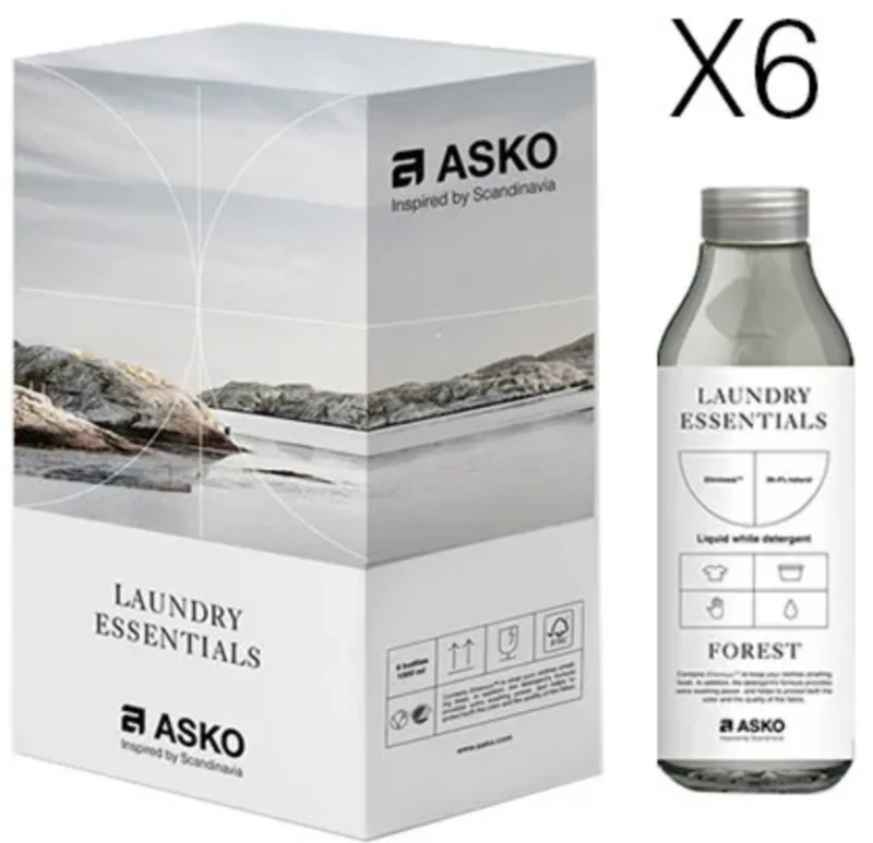 Ⓜ️🔵🔵🔵 ASKO Detergente Bianchi 6 flaconi - Detergente lavatrice per capi bianchi, confezione da 6 flaconi da 1 litro ciascuno, 99% ingredienti naturali, senza coloranti, parabeni e derivati animali, Bottiglia 100% plastica riciclata