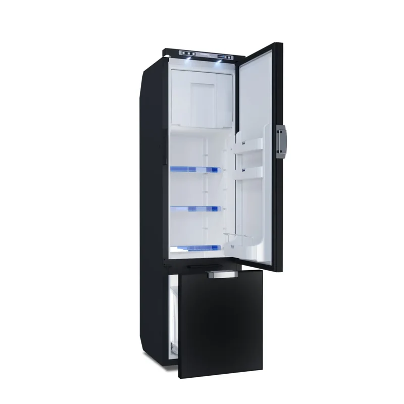 Ⓜ️🔵🔵🔵 Vitrifrigo SLIM150 CHR - Frigo-Freezer, Porta singola, Frigorifero a Cassetto, 150 Litri, Chromelock, Nero, Termostato Multifunzione (Night Mode/ Turbo Mode), Luce LED Interna, Vent Position, A x L x P 151.3x41.7x44.4 cm