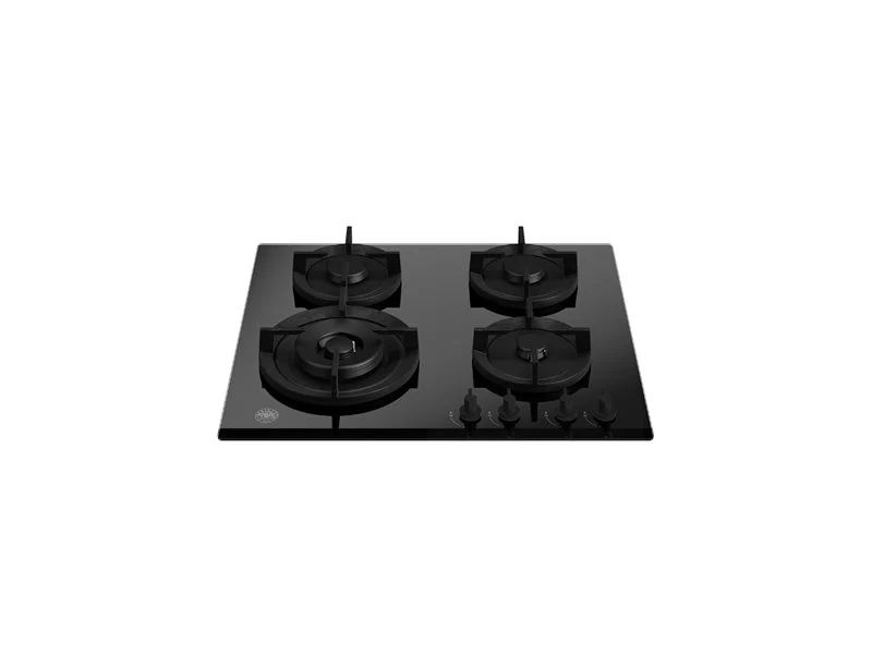Ⓜ️🔵🔵🔵 BERTAZZONI P604LMODGNE - Piano Cottura a Gas, 60 cm, 4 Fuochi, Nero, In Cristallo, Serie Modern, Wok Laterale
