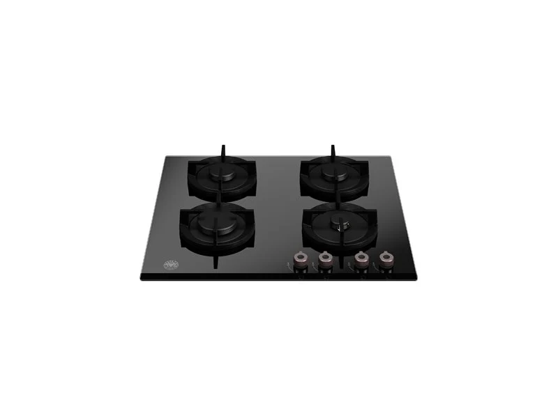 Ⓜ️🔵🔵🔵 BERTAZZONI P604PROGNE - Piano Cottura a Gas, Vetro Nero, 60 cm, 4 Fuochi, Serie Professional, Wok