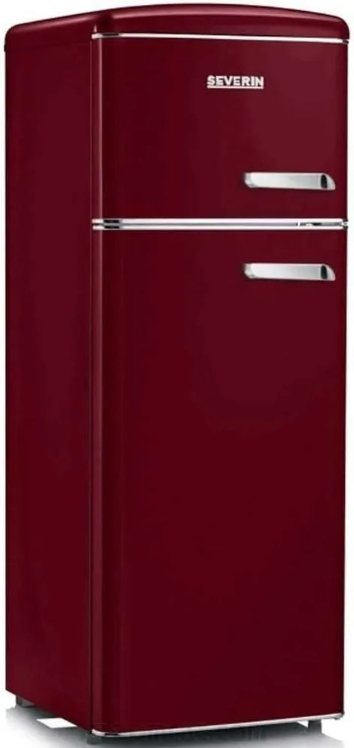 Ⓜ️🔵🔵🔵 SEVERIN RKG 8893 - Frigorifero Retrò doppia porta, VINACCIA, cerniere a sinistra, 208 litri, 55 cm, Nuova classe energetica E (ex A++)