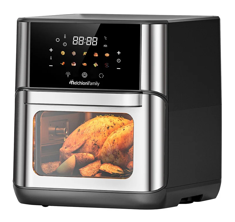 Melchioni Friggitrice ad Aria Flora 12L 1800W Display Digitale a Colori 10 Programmi Nero