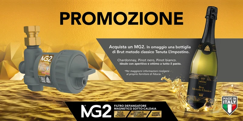 Filtro Defangatore Magnetico Sotto-Caldaia RBM modello MG2 codice 3715.05.10 Con Bottiglia di BRUT OMAGGIO - Novità