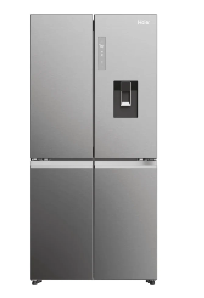 Ⓜ️🔵🔵🔵 Haier HCW58F18EWMP - Frigorifero 4 porte, Libera installazione, 4 porte, No Frost, Luce Led, Nuova Classe E, Platinum Inox, L x P x A (mm) 830x697x1775
