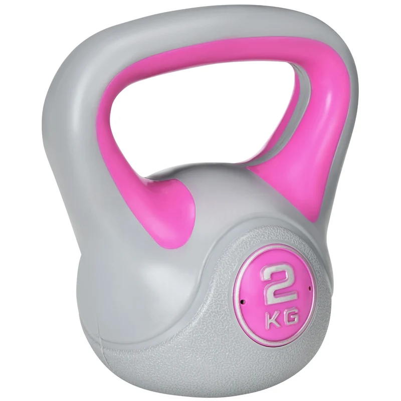 Easycomfort Kettlebell 8kg in PU e Sabbia con Base Piatta e Impugnatura per Stacchi, Squat e Sollevamenti, 18x10x20 cm, Rosa