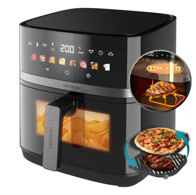 Cecotec Friggitrice ad Aria Cecofry&Grill Duoheat 8000 8L 2200W Nero 8 Programmi