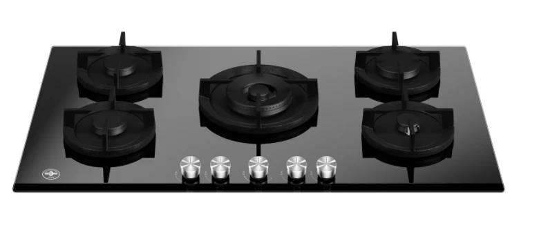 Ⓜ️🔵🔵🔵 LA GERMANIA P905CLAGGN - Piano Cottura a Gas On Glass, Dual Wok Centrale, Nero, 90 cm, 5 Fuochi Gas, Serie Futura, Incasso