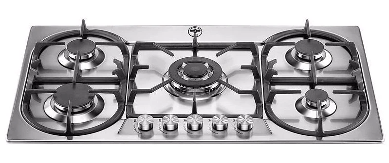 Ⓜ️🔵🔵🔵 LA GERMANIA P9101D9X/19 - Piano Cottura a Gas, Acciaio Inox, 90 cm, 5 Fuochi, Tripla Corona Centrale, Serie Futura, Incasso