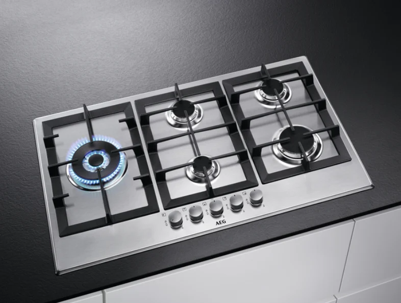 Ⓜ️🔵🔵🔵 AEG HGB95522SM - Piano cottura 90 cm, inox, 5 fuochi gas di cui uno a doppia corona