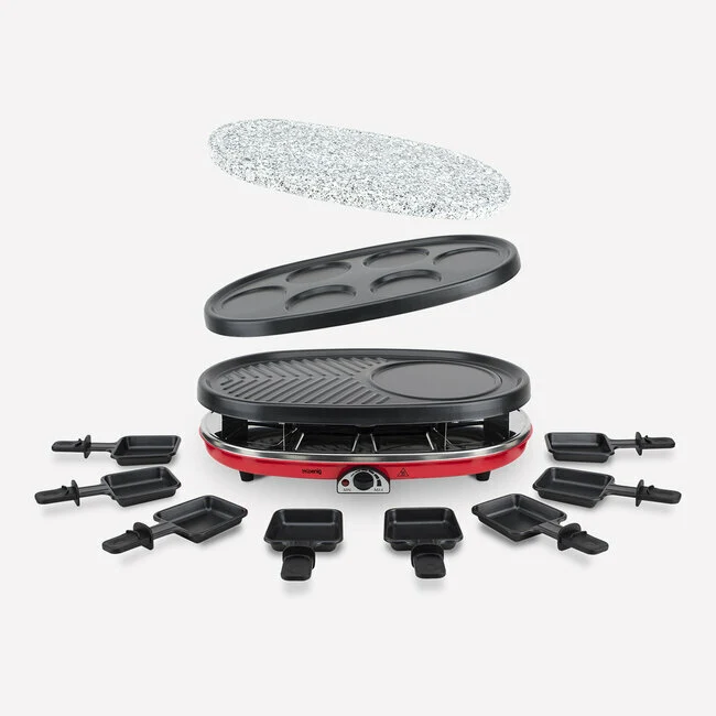 Ⓜ️🔵🔵🔵 H.Koenig RP418 - [📦🚨Spedizione immediata!🚚💨] Raclette 4 funzioni, 8 persone, grill raclette, pietra di granito, grill e piastra per pancake