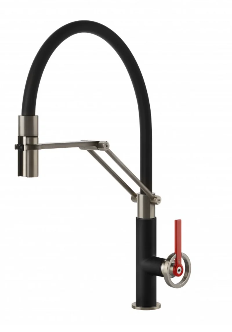 Ⓜ️🔵🔵🔵 GESSI Officine V 60205 599 - Miscelatore, design industriale, colore FINOX e NERO OPACO