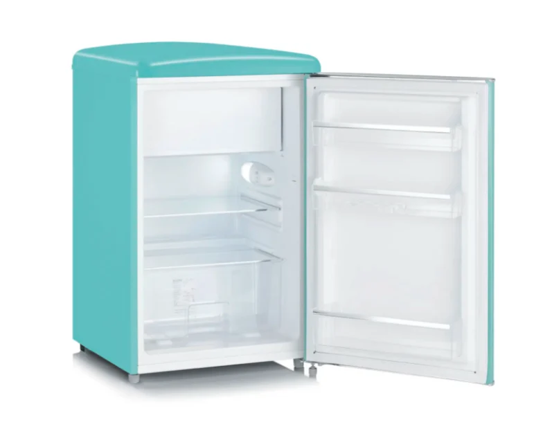 Ⓜ️🔵🔵🔵👌 SEVERIN RKS 8834 - Mini frigo in stile retrò colore TIFFANY, maniglie in metallo cromato, ESTREMAMENTE SILENZIOSO, classe D