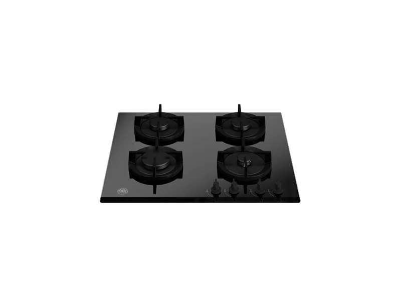 Ⓜ️🔵🔵🔵 BERTAZZONI P604MODGNE - Piano Cottura a Gas, 60 cm, 4 Fuochi, Vetro Nero, Serie Modern, Griglia in ghisa