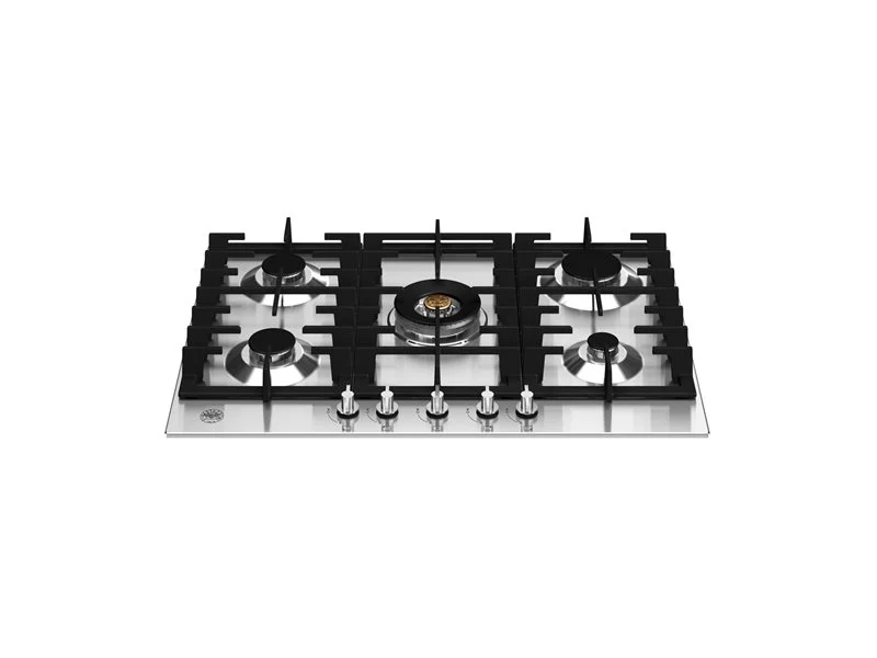 Ⓜ️🔵🔵🔵 BERTAZZONI P755CMODX - Piano Cottura a Gas, 75 cm, 5 Fuochi, Acciaio Inox, Serie Modern, Wok Centrale