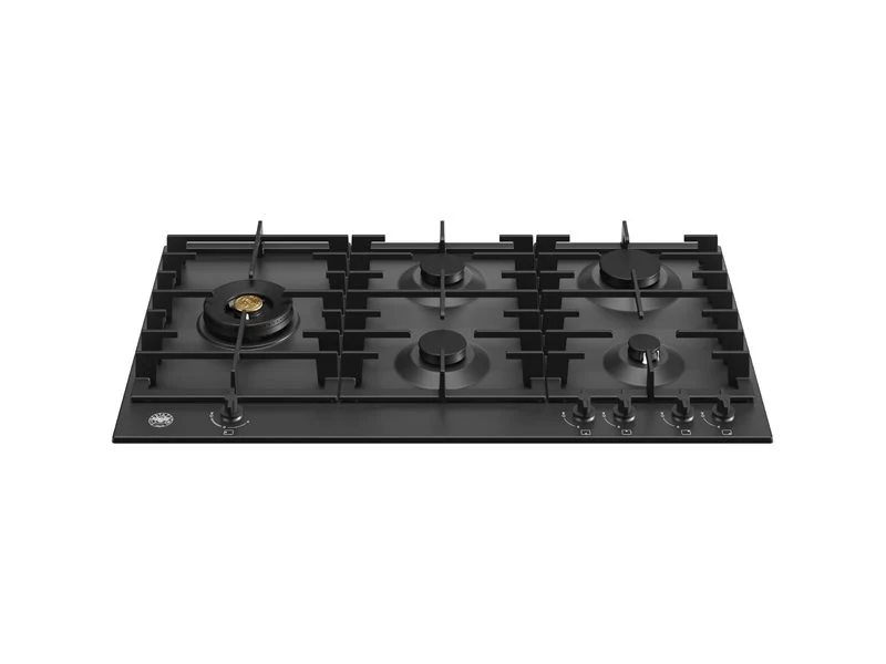 Ⓜ️🔵🔵🔵 BERTAZZONI P905LMODNE - Piano Cottura a Gas, 90 cm, 5 Fuochi, Nero Opaco, Serie Modern, Dual Wok Laterale