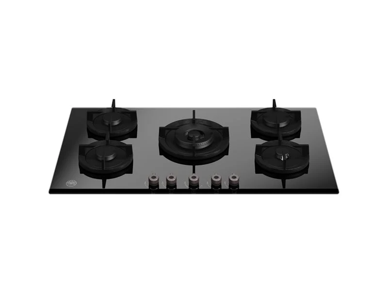 Ⓜ️🔵🔵🔵 BERTAZZONI P905CPROGNE - Piano Cottura a Gas, in Cristallo, 90 cm, Nero, 5 Fuochi, Serie Professional, Wok Centrale