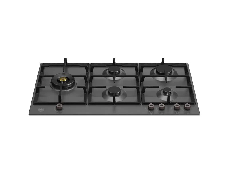 Ⓜ️🔵🔵🔵 BERTAZZONI P905LPRONE - Piano Cottura a Gas, 90 cm, Nero Opaco, Serie Professional, Dual Wok Laterale