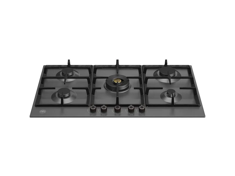Ⓜ️🔵🔵🔵 BERTAZZONI P905CPRONE - Piano Cottura a Gas, 90 cm, Nero Opaco, Serie Professional, Dual Wok Centrale