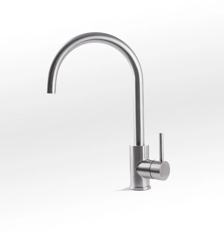 Ⓜ️🔵🔵🔵 Alpes ALP34-2 - Miscelatore monocomando con canna orientabile, acciaio inossidabile con finitura satinata
