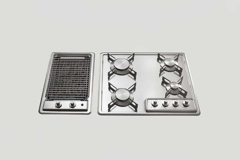 Ⓜ️🔵🔵🔵 Alpes F 530/GE - Grill elettrico da incasso semifilo, acciaio inox, con roccia lavica, profondità 51cm