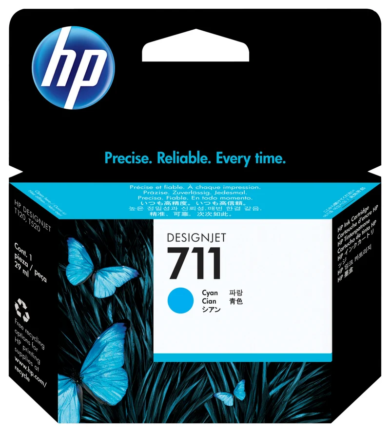 HP Cartuccia Inchiostro 711 Ciano CZ130A 29ml Originale per DesignJet