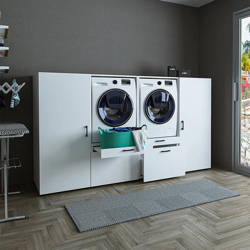 Roomart Waschmaschinenschrank SERIE 2, 254 cm, Schrankwand für zwei Geräte, in 2 Farben