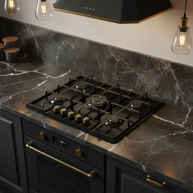 Piano Cottura 5 Fuochi Nero Rustico Staylux